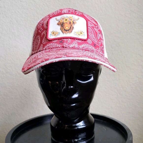 Dusti Rhoads Red Howdy Highland Baseball Cap Hat Farm Ranch Barn - Picture 1 of 6